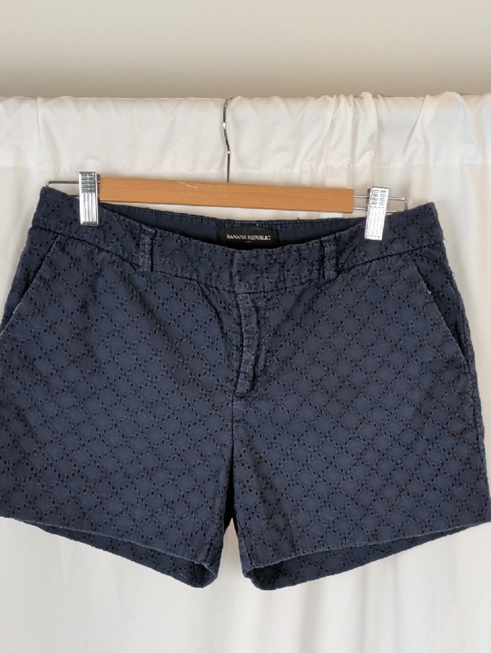 Banana Republic Navy Blue Cotton Eyelet Shorts - Size 6P